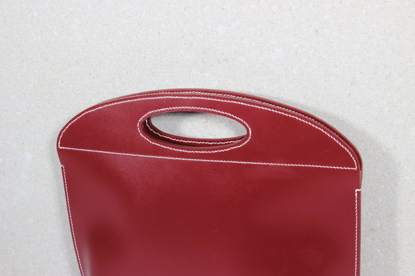 Burgundy Box Calf Clutch