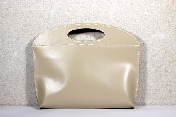 Ivory Box Calf Clutch