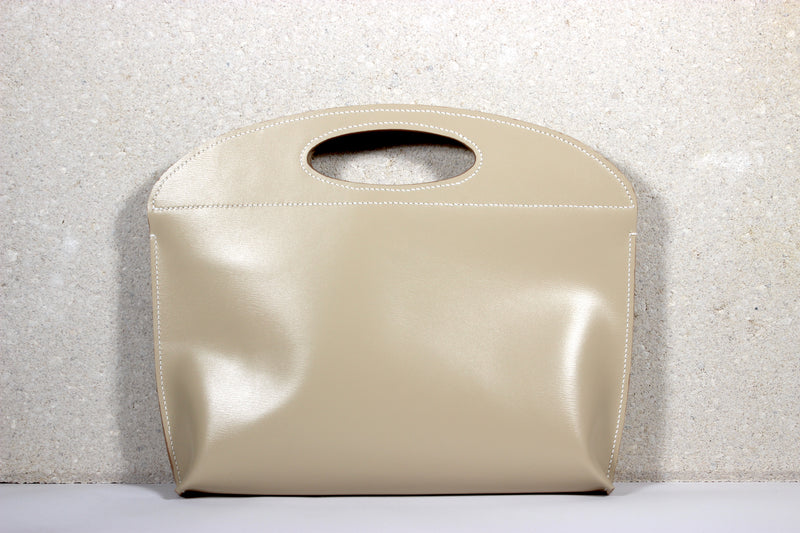 Ivory Box Calf Clutch
