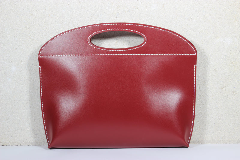 Burgundy Box Calf Clutch